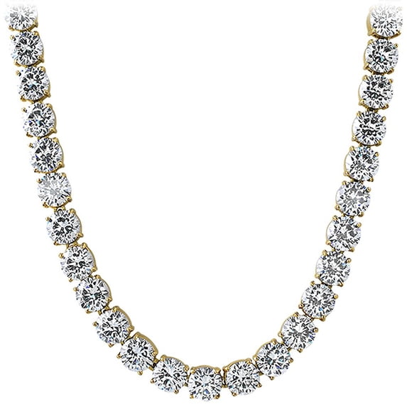 10MM Massive CZ Stainless Steel Gold Iced Out Tennis Chain (30 in)