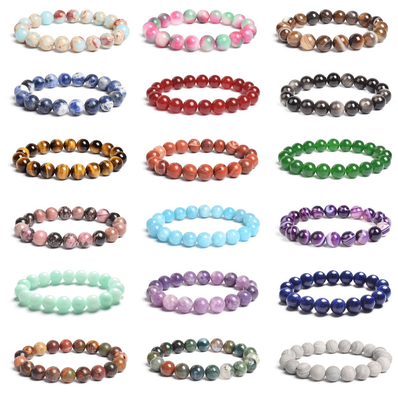 10MM Natural Stone Beads Bracelet Round Tiger Eye Agates Jaspers Beaded