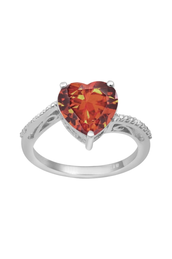 5mm Orange CZ 925 Sterling Silver Beaded Shank Solitaire Women Valentines Day Gifts Ring