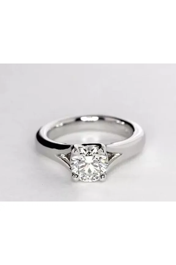 10MM Round Cut Mossanite Solitaire Womens Engagement Ring 14K White Gold Plated