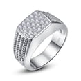 thumbnail image 1 of 10MM Sterling Silver Mens Engagement Ring Twist Rope Round Cubic Zirconia Pave CZ, 1 of 1