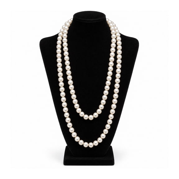 10MM White Pearl Long Necklace – 72 Inch Endless Pearl Strand, Elegant Classic Statement Jewelry for Women #N114110674
