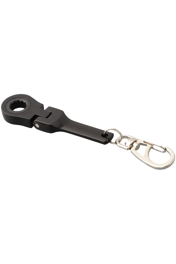 10Mm Ratchet Wrench Mini Shaped Metal Racing Keychain Key Chain Ring Keyring Black