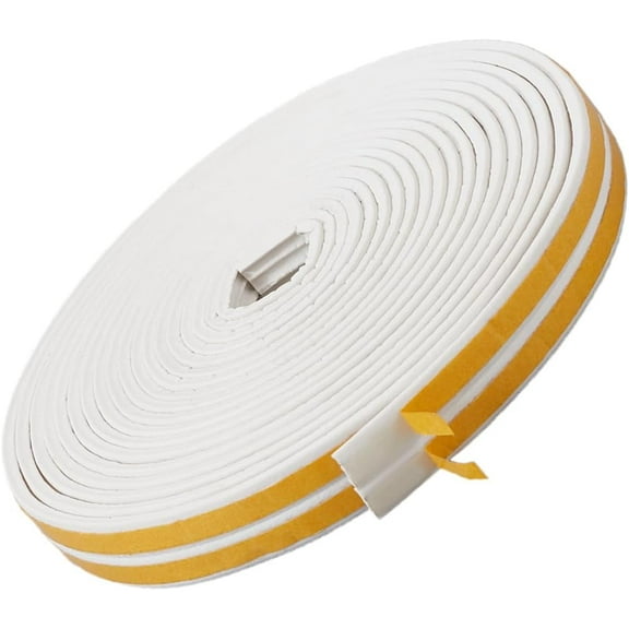 10Ms x 18mm Ribbed Foam Seal with Tape Weatherstrip Weather Stripping Self Adhesive EPDM Soundproof Door Window Gap Frame Sealers Insulation Strip for Garage Cars Truck White White