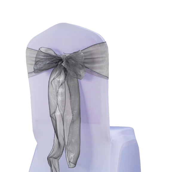 10O Pack Organza Silver Grey Chair Sashes for Wedding Sheer Chairs Bows Ties for Party Birthday Event Banquet Restaurant Baby Shower Christmas Events Decoration (Silver Grey) A101