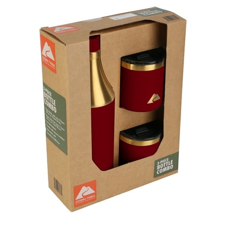 Ozark Trail 10oz Wine Tumbler & 34oz Wine Bottle Set, Red