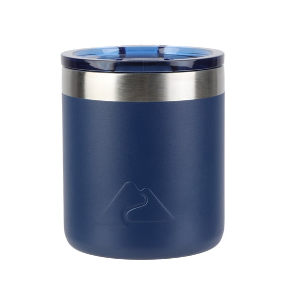 Ozark Trail 10oz Ceramic Lined Vacuum Insulated Stainless Steel Lowball Cup, Navy Blue