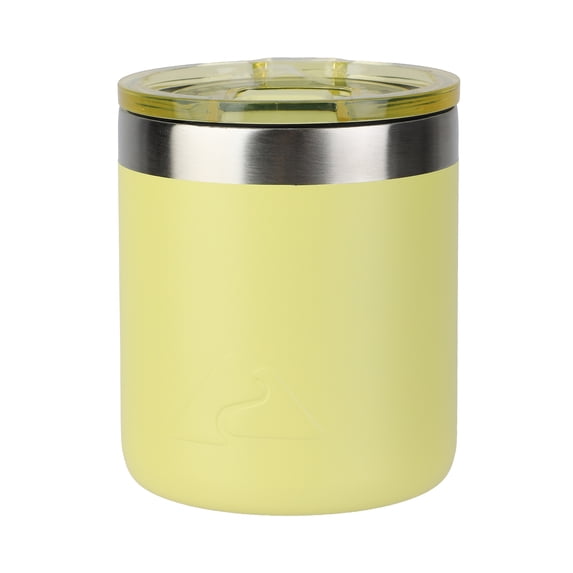 Ozark Trail 10oz Ceramic Lined Stainless Steel Lowball Tumbler with Magnetic Tritan Transparent Slider Lid, Yellow