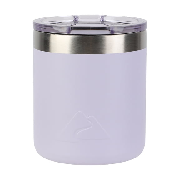 Ozark Trail 10oz Ceramic Lined Stainless Steel Lowball Tumbler with Magnetic Tritan Transparent Slider Lid, Purple