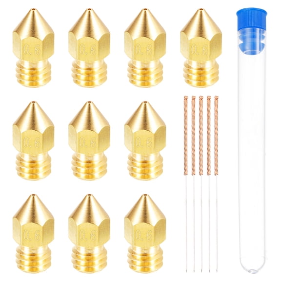 10PACK 0.6mm 3D Printer Extruder Nozzles Head for 1.75mm Extruder Print, Brass