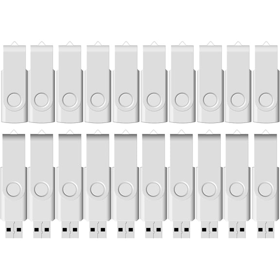 10PACK 128MB USB 2.0 Flash Drive Thumb Drive Rotating Memory Stick Jump for Storage and Backup Metallic White Paint