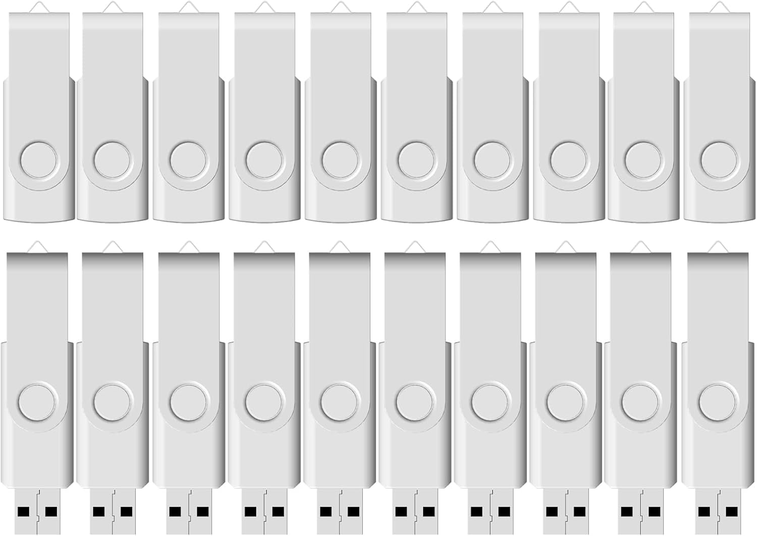 10PACK 2GB USB 2.0 Flash Drive Thumb Drive Rotating Memory Stick Jump for Storage and Backup Metallic White Paint