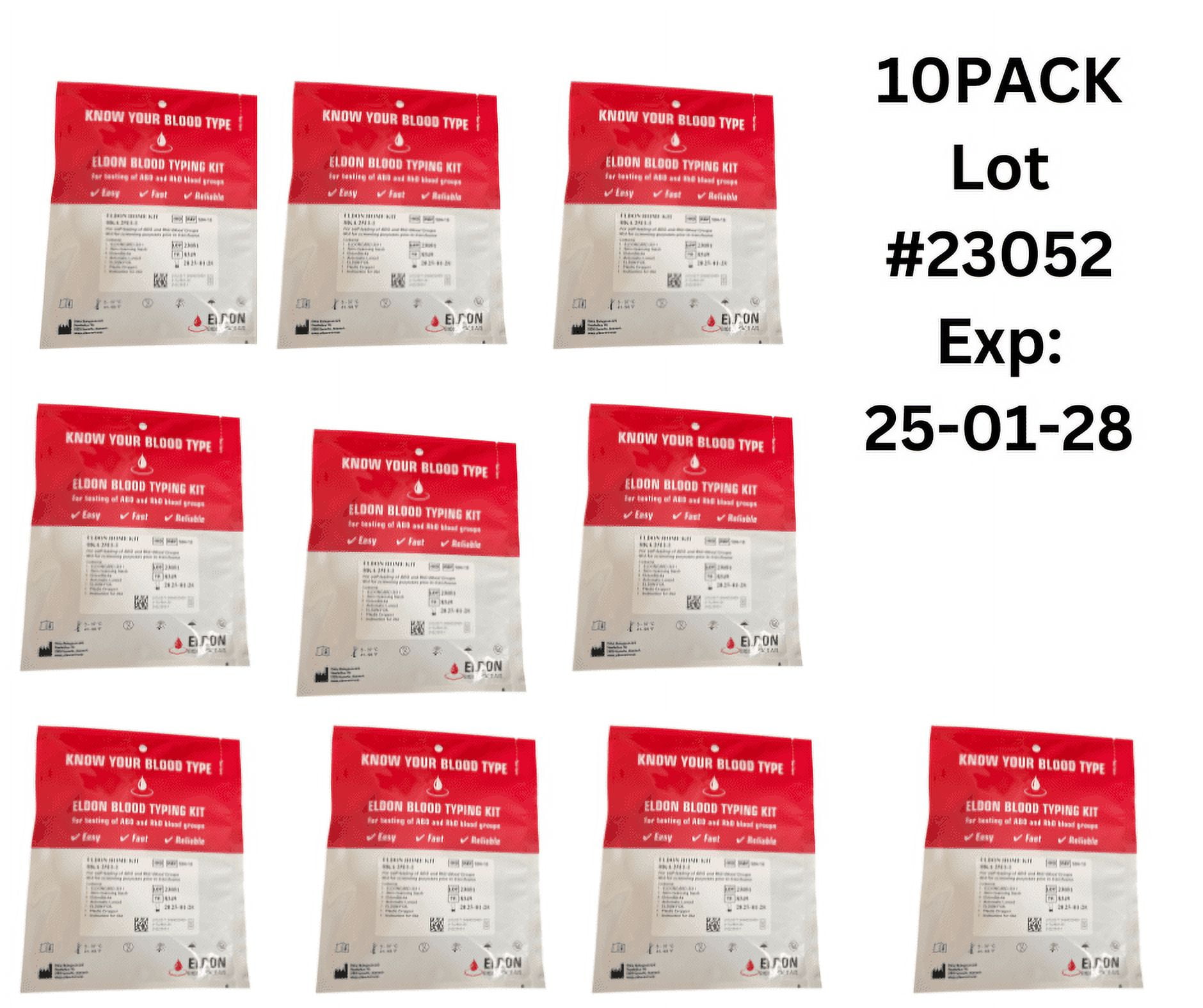 10PACK EldonCard Blood Type Test Testing Kit w/ Instructions ABOAB