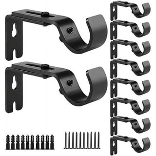 4pcs Double Curtain Rod Brackets Heavy Duty Curtain Rod Holders Metal  Curtain Rod Hooks