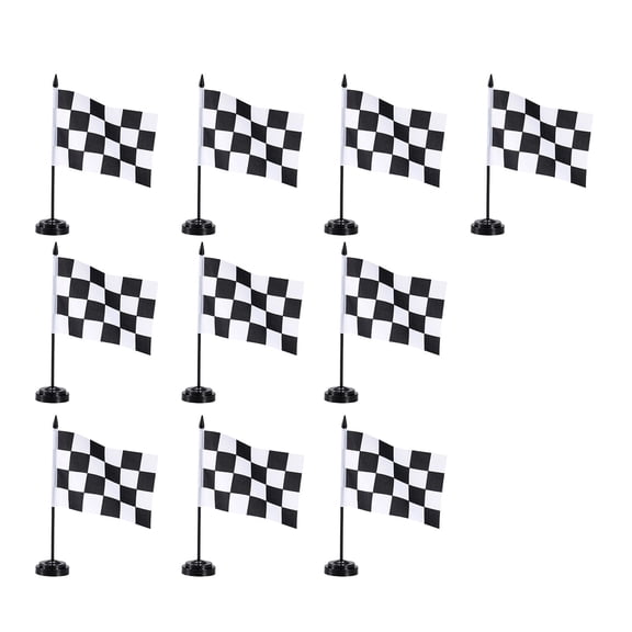 10PACK Racing Starting Signal Flag F1 Track Start Finish Line Checkered Flag Base Small Hand Wave Flag - Motorcycle Handheld Holder for Display And Custom Emblems