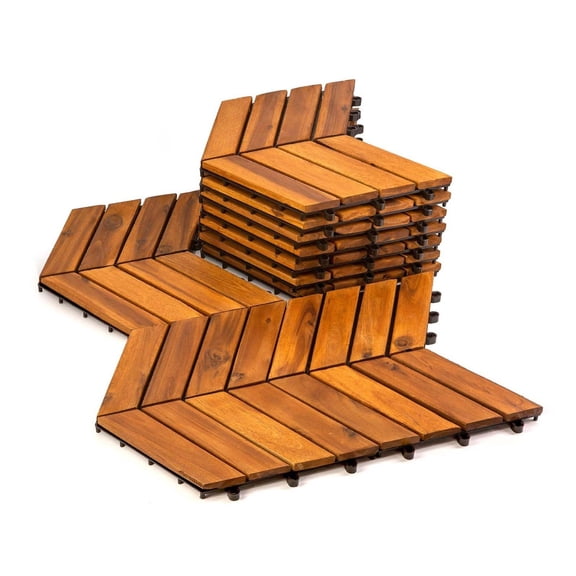 10PC 12inch*12inch High-quality Acacia wood modular flooring, model 026, is easy to install and enhances your home' elegance and comfort.