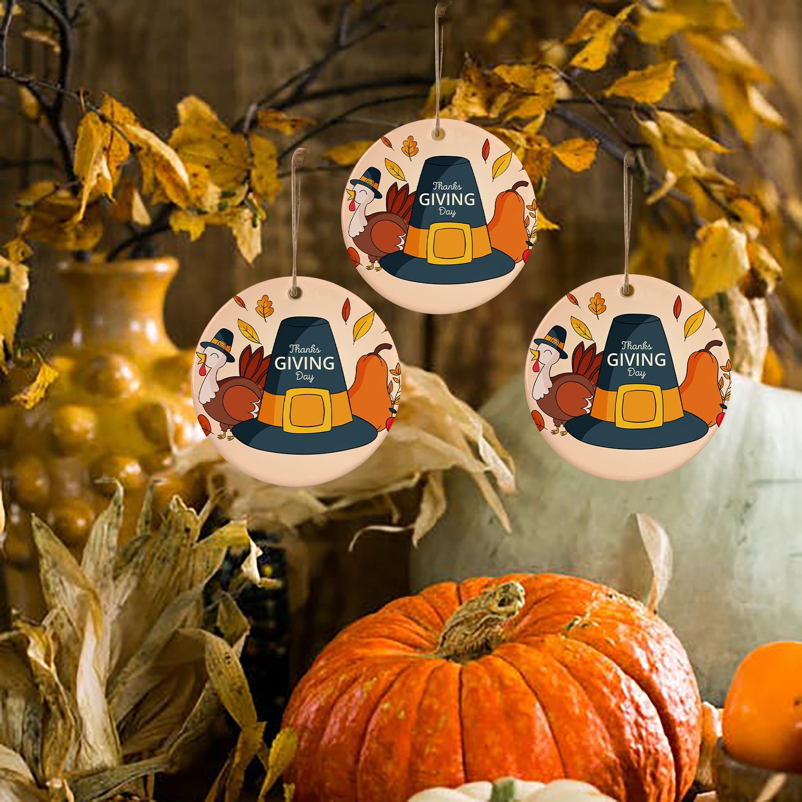 10PC 2020 Ornament Fall Thanksgiving Turkey Wooden Wedding Party Decor