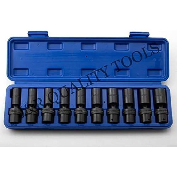 10PC 3/8" DRIVE UNIVERSAL DEEP IMPACT 10-19 MM SWIVEL SOCKET SET W/CASE METRIC$$Tools & Hardware Other