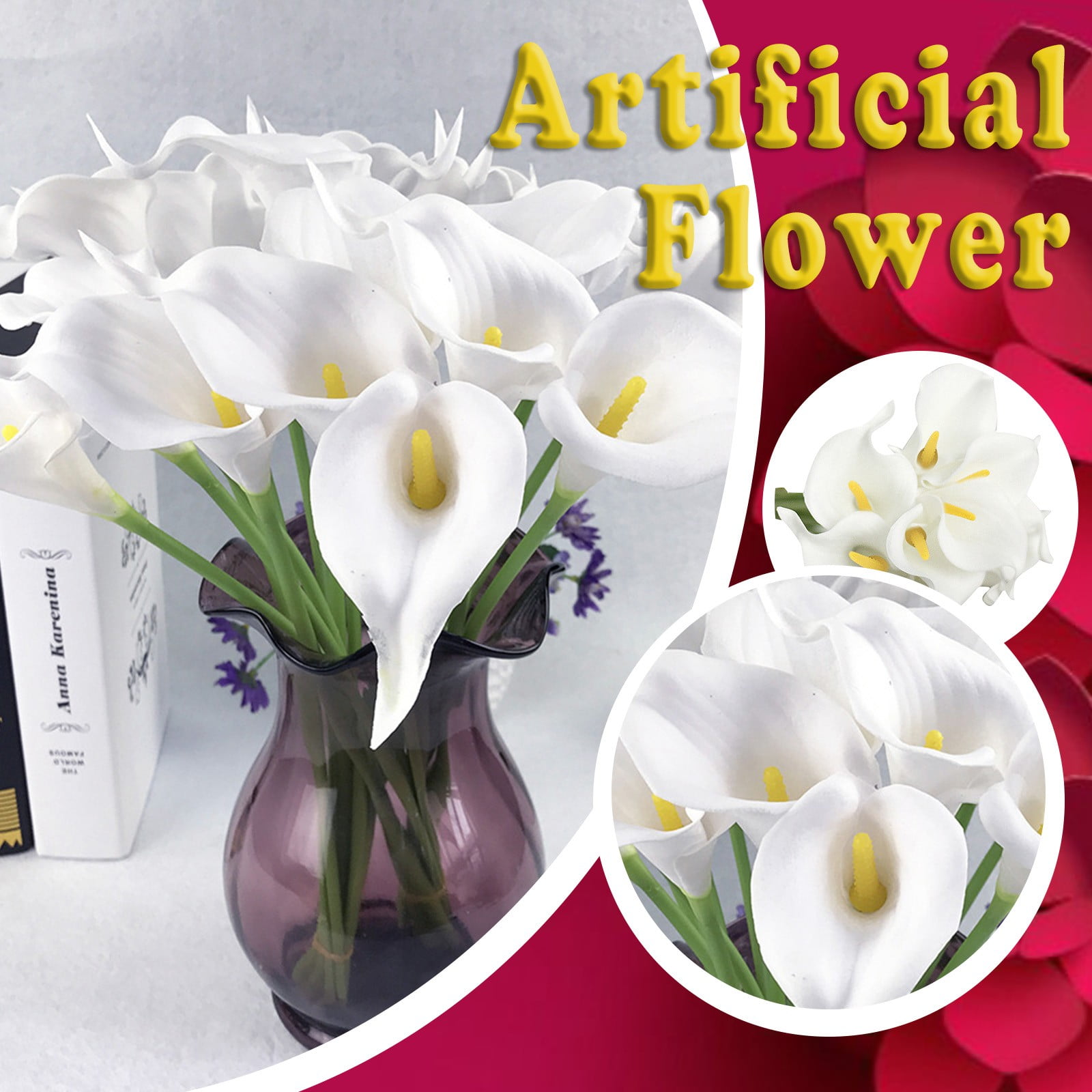 10PC Artificial Flower Latex Real Bridal Wedding Bouquet Home