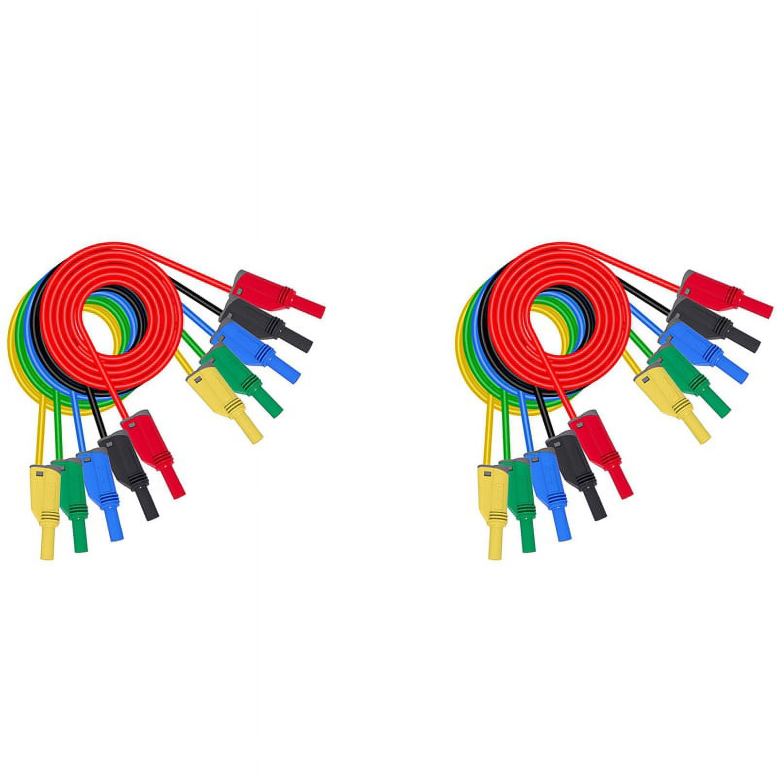 10PC Banana Plug Silicone Test Leads 4mm Fully Insulated Shrouded ...