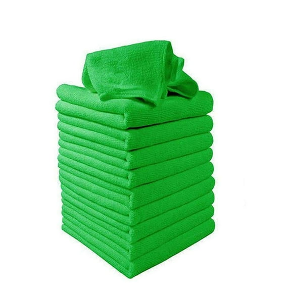 10 Piece Set Blue Microfiber Car Cleaning Cloths Ultra Soft Absorbent and Antibacterial