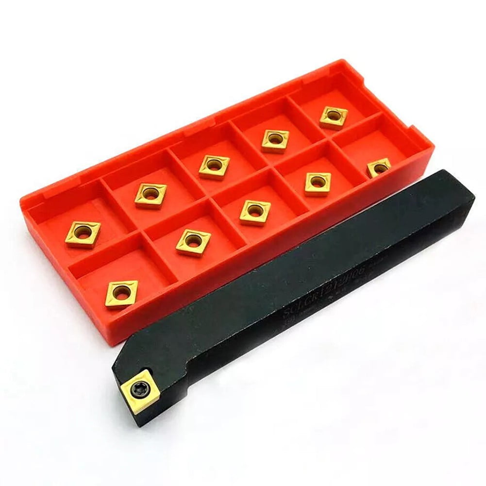 10PC CCMT060204 Carbide Inserts and SCLCR 1010H06 Holder for Lathe ...