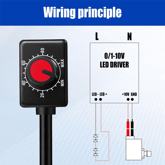 10PC DC 0/1-10V Knob LED Dimmer,Low Voltage Passive Dimmer PWM Dimming for 0-10V or 1-10V Dimmable Electronic LED Driver