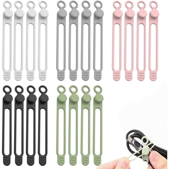10PC Data Cable Organizer, 2026 Upgrade Silicone Cable Ties Reusable Cable Management Organizers, Multipurpose Elastic Cord Organizer for Fastening and Bundling Cable Cords Wires