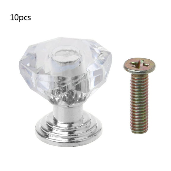 10PC Diamond Shape Crystal Glass Cabinet Knob Drawer Pull Handle For Jewelry Box