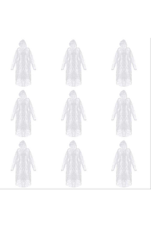 10PC Disposable Rain Coat, Disposable Rain Pomkkxi, Waterproof Clear for Travel Outdoor for Adults, Emergency Rain Gear for Theme Parks, Concerts, Hiking, Camping(Lightweight)