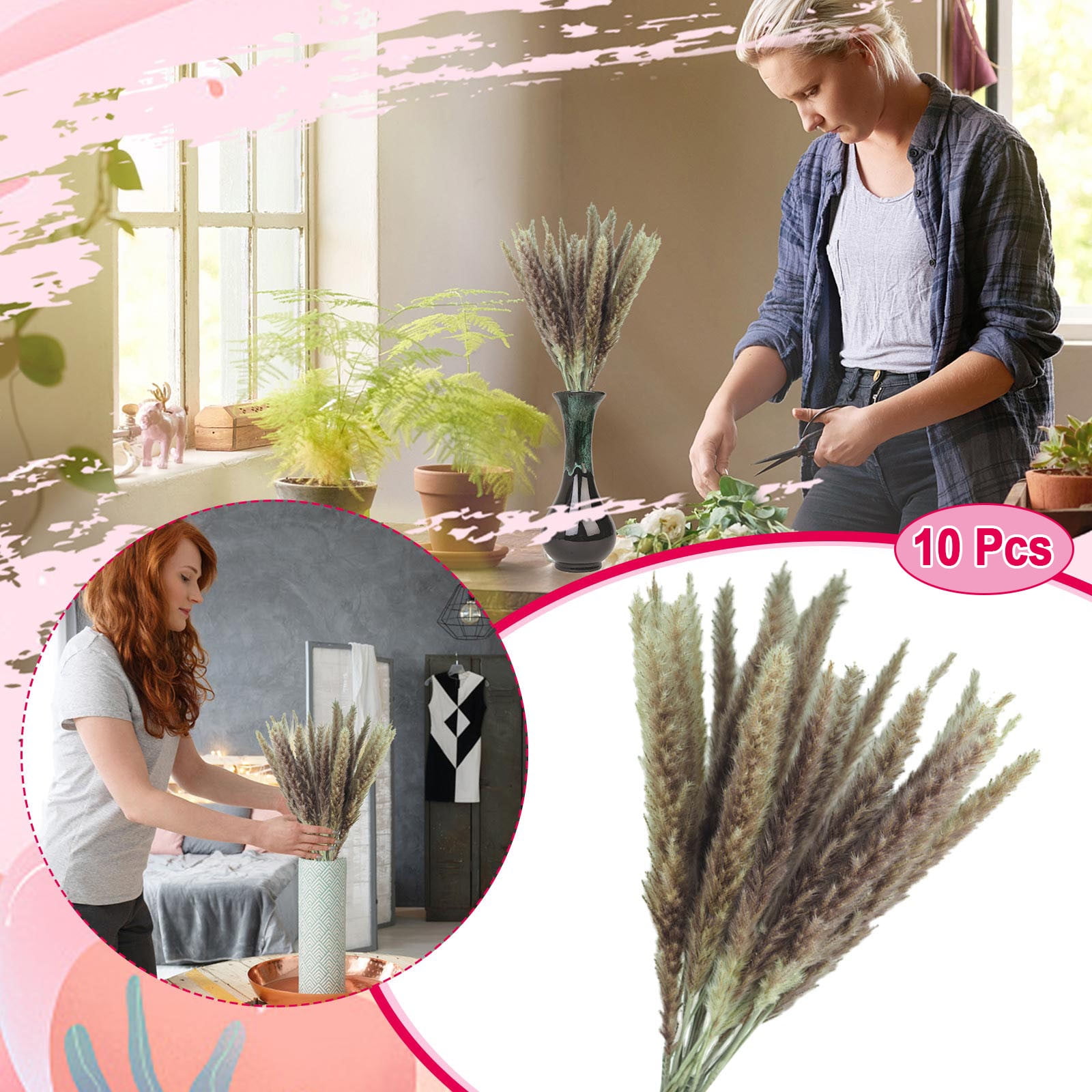 10PC Dried Decoration Dried Flowers Vases Bouquet Boho Decoration