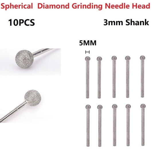 10PC Emery Round Ball Burr Drill Bit Set For Carving Engraving Drilling 4-12mm