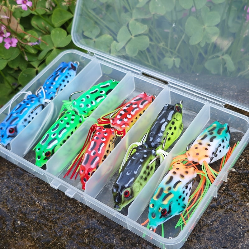 10PC Fishing Lures Jigs Frog Set Long Casting Heavy Grass Carp Fishing Gear Frog Snakehead Fish Baits Green Blue