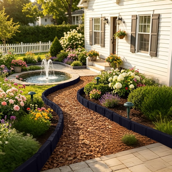 10PC Flexible Stone-Effect Garden Edging, Interlocking Landscape Border Stakes for Flower Beds and Walkways, Durable Plastic Yard Edging, Weatherproof Lawn Divider for Outdoor Landscaping