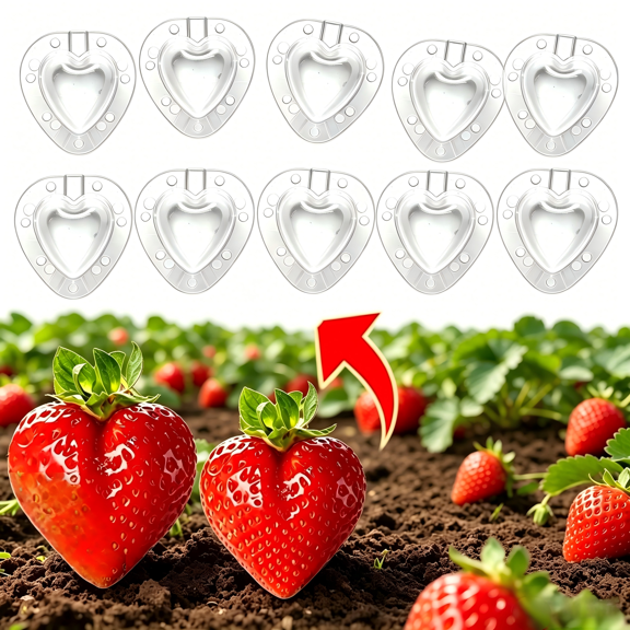 10PC Heart Shaped Fruit Growing Plastic Shaping Tool for Pear Tomato Lemon Garden Vegetable Forming Kit Clear Design Reusable Outdoor Use DIY Garden Cultivation Accessory for Strawberry Fruit