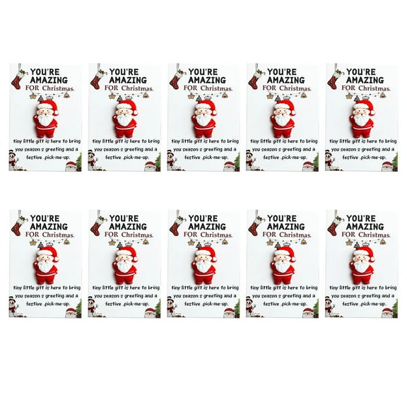 10PC Mini Christmas Cards with Pouch - Pocket-Sized Santa Notes for Stocking Stuffers, Advent Calendars, Secret Santa Gifts & Holiday Keepsakes