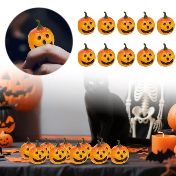 10PC Mini Pumpkin Decor, Halloween Artificial Ghost Pumpkins, Foam Grimace Pumpkin Halloween Centerpiece Table Decorations for Home Party, Miniature Pumpkin Figurines,2.7 Inch
