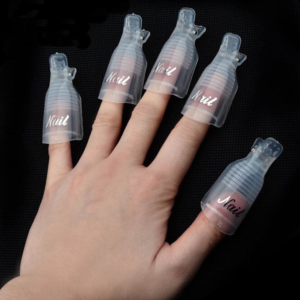 10PC Nail Art Soak Off Cap Clip UV Gel Polish Remover Wrap Tool 12PCS