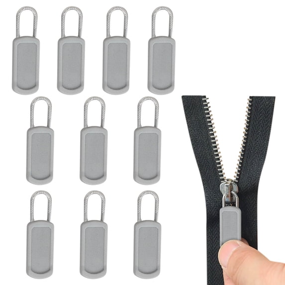 10PC Removable Zipper Pull Replacement, Zip Repair Kit for Jackets, Backpacks & Luggage, Easy Install Zipper Head, Durable Rubber & Metal Zipper Puller for Clothing, Boots & Bags