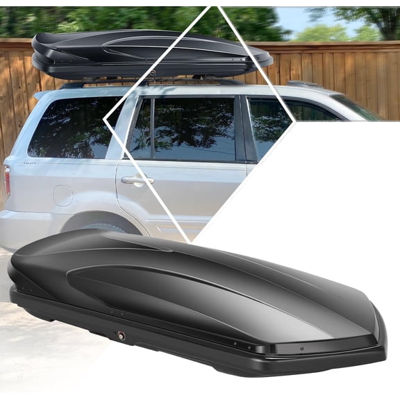 Rooftop Cargo Carrier Hard Shell Cargo Box for Roof Rack, Waterproof Roof Box 72"L x 30"W x 12"H with Security Locking System and Keys, 13 Cubic Feet, Glossy Black