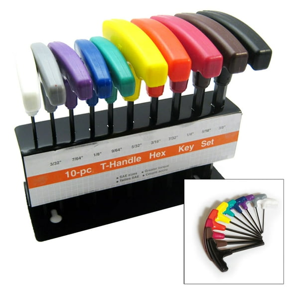 Dapetz Brand New10pc T Handle Hex Allen Key Set Imperial 3/32