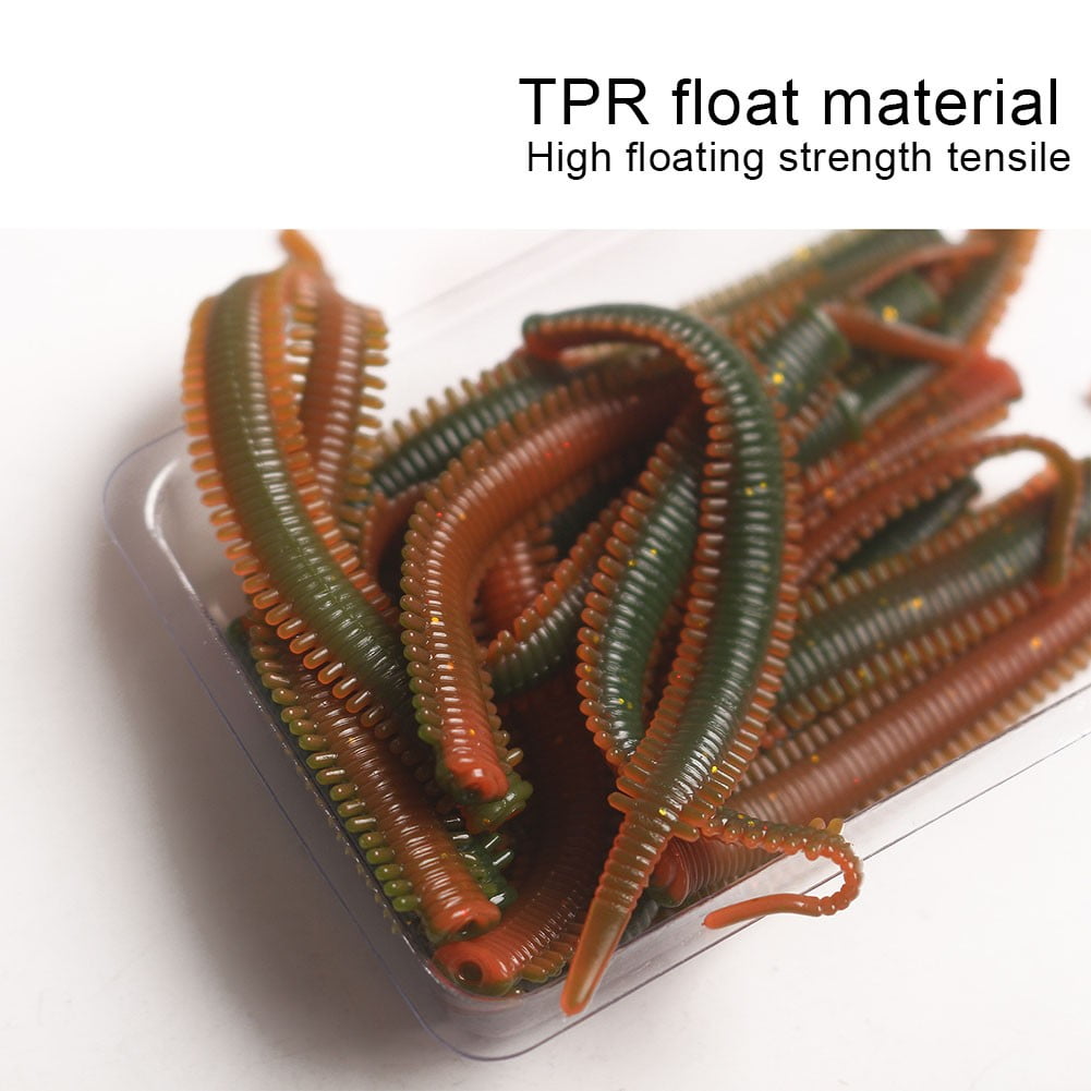 10PC Simulation Sand Silkworm Fishing Lure Sea Earthworm Float False ...