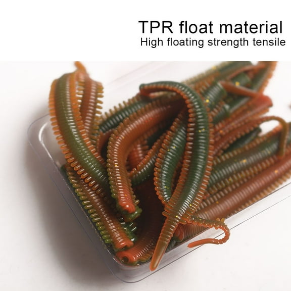 10PC Simulation Sand Silkworm Fishing Lure Sea Earthworm Float False Bait No. 1 Green Brown
