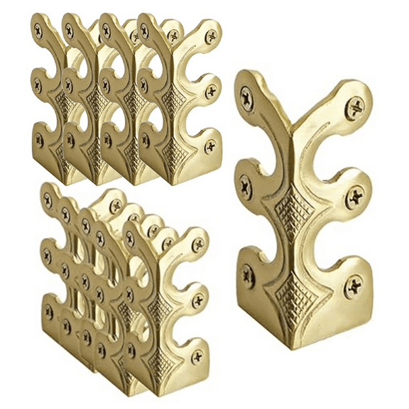 10PC Skiffers Baseboard Corner Protectors,Solid Brass Skirting Board Protectors,Baseboard Protectors Gold