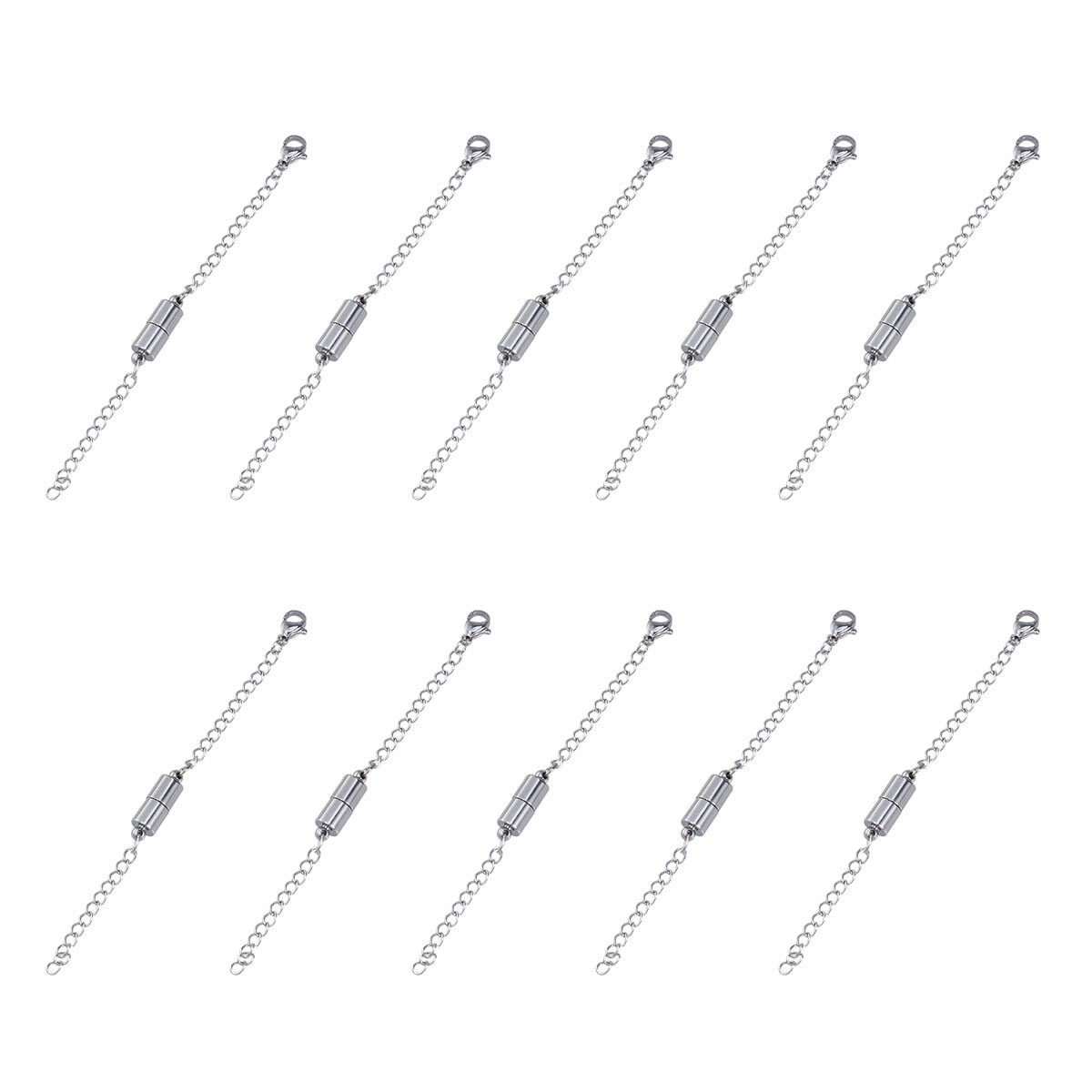RUIRUI 10PC Stainless Steel Necklace Extenders Magnetic Jewelry Extenders Linker Accessories for Bracelets and (White K Color)