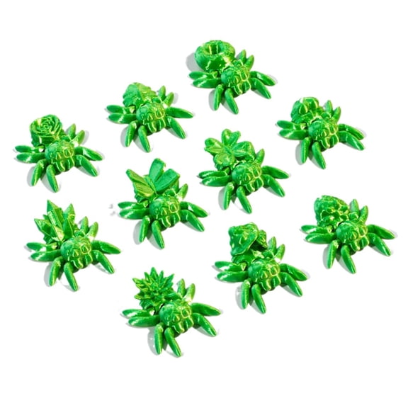 10PC green 4.7CM 3D printed spider Spider movable joint integrated decorative item DIY figurine gift plastic handicraft