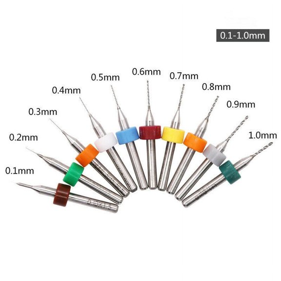 10PCS 0.1-1.2mm Bits Drill Set PCB Circuit Small Board Print Carbide