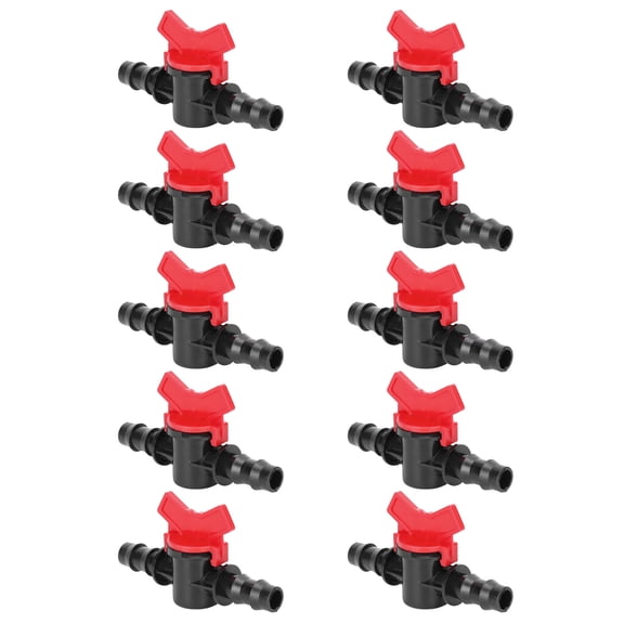 10PCS 1/2 Inch Irrigation Barbed Valve In-Line Shut-Off Switch Garden Drip Connector Kit for Watering System Control