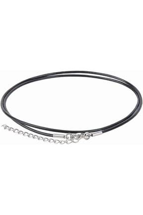 10PCS 1.5mm Black Genuine Leather Cord Necklaces 18 Inch Round Thin Real Leather Waxed String Rope Chain Necklace with Silver Clasps Stainless Steel Extender