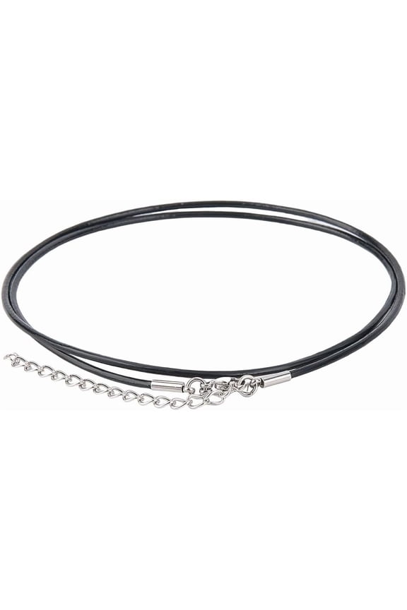 10PCS 1.5mm Black Genuine Leather Cord Necklaces 18 Inch Round Thin Real Leather Waxed String Rope Chain Necklace with Silver Clasps Stainless Steel Extender for Men Women Jewelry DIY Making